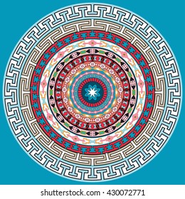 Mandala decoration,  design element. Hand drawn  style decor for coloring book. Tribal ethnic floral mandala round pattern, doodle art for coloring page. Hand drawn geometric mandala background