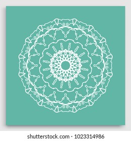 Mandala decoration, geometric round ornament. Stylized floral pattern, isolated colorful design element on a light background. Tribal ethnic arabic, indian, motif. Decorative vector illustration