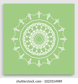 Mandala decoration, geometric round ornament. Stylized floral pattern, isolated colorful design element on a light background. Tribal ethnic arabic, indian, motif. Decorative vector illustration