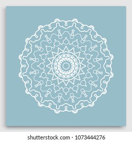Mandala decoration, geometric round ornament. Stylized floral pattern, isolated colorful design element on a light background. Tribal ethnic arabic, indian, motif. Decorative vector illustration