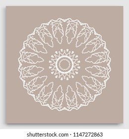 Mandala decoration, geometric round ornament. Stylized floral pattern, isolated colorful design element on a light background. Tribal ethnic arabic, indian, motif. Decorative vector illustration