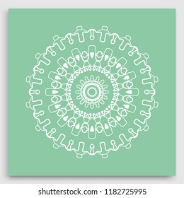 Mandala decoration, geometric round ornament. Stylized floral pattern, isolated colorful design element on a light background. Tribal ethnic arabic, indian, motif. Decorative vector illustration