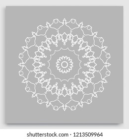 Mandala decoration, geometric round ornament. Stylized floral pattern, isolated colorful design element on a light background. Tribal ethnic arabic, indian, motif. Decorative vector illustration