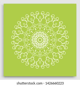 Mandala decoration, geometric round ornament. Stylized floral pattern, isolated colorful design element on a light background. Tribal ethnic arabic, indian, motif. Decorative vector illustration