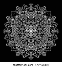 Mandala decoration  geometric round ornament. Stylized floral pattern  isolated colorful design element on a light background. Tribal ethnic arabic  indian  motif. Decorative vector illustration