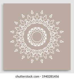 Mandala decoration, geometric round ornament. Stylized floral pattern, isolated colorful design element on a light background. Tribal ethnic arabic, indian, motif. Decorative vector illustration