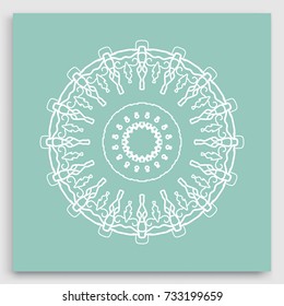 Mandala decoration, geometric round ornament. Stylized floral pattern, isolated colorful design element on a light background. Tribal ethnic arabic, indian, motif. Decorative vector illustration