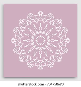 Mandala decoration, geometric round ornament. Stylized floral pattern, isolated colorful design element on a light background. Tribal ethnic arabic, indian, motif. Decorative vector illustration