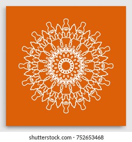 Mandala decoration, geometric round ornament. Stylized floral pattern, isolated colorful design element on a light background. Tribal ethnic arabic, indian, motif. Decorative vector illustration