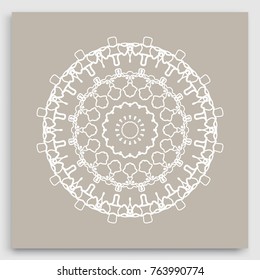 Mandala decoration, geometric round ornament. Stylized floral pattern, isolated colorful design element on a light background. Tribal ethnic arabic, indian, motif. Decorative vector illustration