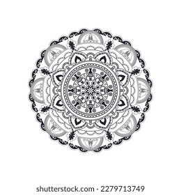 Línea Mandala Arte para libro de colorear.meditación Patrón de símbolos.terapia anti estrés.Enfermedad decorativa étnica Tatto Elements.Islam, árabe, indio,motivos otomanos.vector dibujado a mano.Ornamento de línea oriental