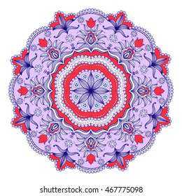 Mandala decoration, isolated design element. Hand drawn doodle art.