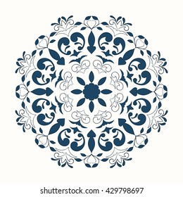 Mandala decorative element. Hand drawn mandala element can be used as invitation card for wedding, birthday and other holiday background. Islam, Arabic and Indian motifs. Vintage decorative element.