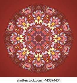 Mandala decorative element. Hand drawn mandala element can be used as invitation card for wedding, birthday and other holiday background. Islam, Arabic and Indian motifs. 