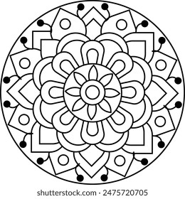 Ilustración de elemento decorativo Mandala. Plantilla de logotipo geométrico