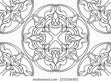 elemento decorativo mandala composición ornamental ornamento patrón de dibujo a mano alzada diseño de línea de impresión