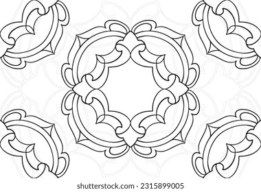 elemento decorativo mandala composición ornamental ornamento patrón de dibujo a mano alzada diseño de línea de impresión 