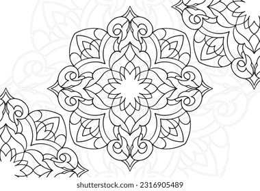 elemento decorativo mandala composición ornamental ornamento patrón de dibujo a mano alzada línea de impresión fondo postal