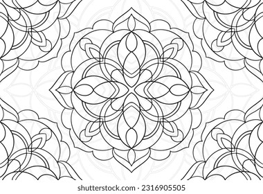 elemento decorativo mandala composición ornamental ornamento patrón de dibujo a mano alzada línea de impresión fondo postal