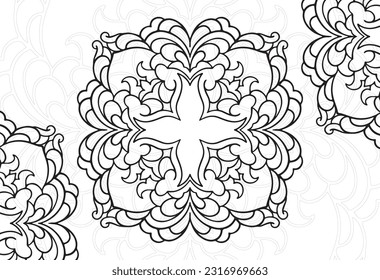 mandala decorative element ornamental composition ornament freehand drawing pattern print line design postcard background floral