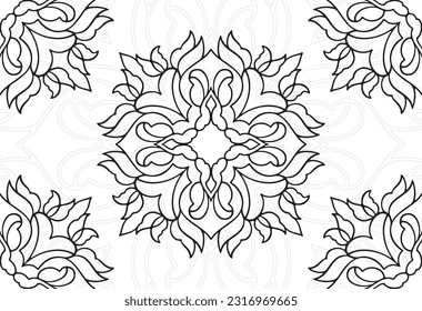 mandala decorative element ornamental composition ornament freehand drawing pattern print line design postcard background floral