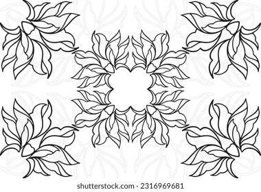 mandala elemento decorativo composición ornamental ornamento patrón de dibujo a mano alzada línea de impresión postales fondo floral
