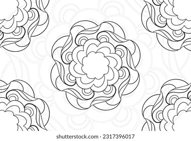 elemento decorativo mandala composición ornamental ornamento patrón de dibujo a mano alzada diseño de línea de impresión postales contorno de medallón de fondo