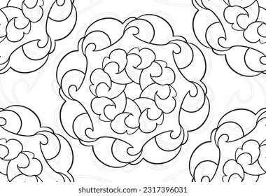 elemento decorativo mandala composición ornamental ornamento patrón de dibujo a mano alzada diseño de línea de impresión postales contorno de medallón de fondo