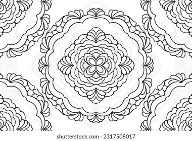 elemento decorativo mandala composición ornamental ornamento patrón de dibujo a mano alzada diseño de línea de impresión postales contorno de medallón de fondo