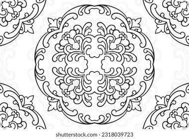 mandala elemento decorativo composición ornamental ornamento patrón de dibujo a mano alzada línea de impresión postales decoración de contorno medallón de fondo