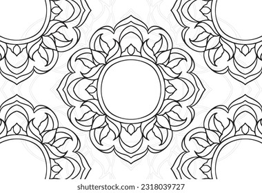 mandala decorative element ornamental composition ornament freehand drawing pattern print line design postcard background medallion outline decoration