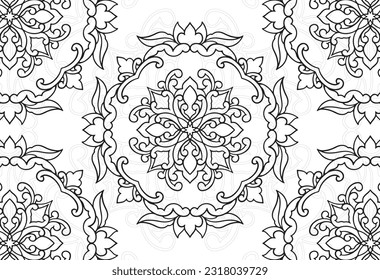 mandala elemento decorativo composición ornamental ornamento patrón de dibujo a mano alzada línea de impresión postales decoración de contorno medallón de fondo