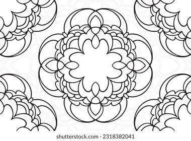 mandala decorative element ornamental composition ornament freehand drawing pattern print line design postcard background medallion outline decoration
