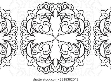 mandala decorative element ornamental composition ornament freehand drawing pattern print line design postcard background medallion outline decoration
