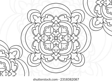mandala elemento decorativo composición ornamental ornamento patrón de dibujo a mano alzada línea de impresión postales decoración de contorno medallón de fondo