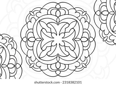 mandala elemento decorativo composición ornamental ornamento patrón de dibujo a mano alzada línea de impresión postales decoración de contorno medallón de fondo