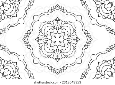 mandala decorative element ornamental composition ornament freehand drawing pattern print line design postcard background medallion outline decoration