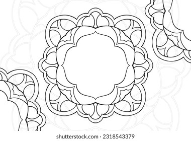 mandala elemento decorativo composición ornamental ornamento patrón de dibujo a mano alzada línea de impresión postales decoración de contorno medallón de fondo