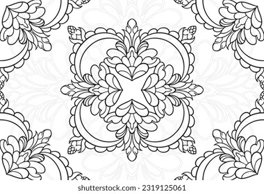 mandala decorative element ornamental composition ornament freehand drawing pattern print line design postcard background medallion outline decoration gothic style floral 