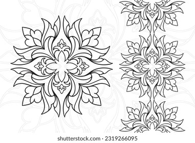 mandala decorative element ornamental composition ornament freehand drawing pattern print line design postcard background medallion outline decoration gothic style 