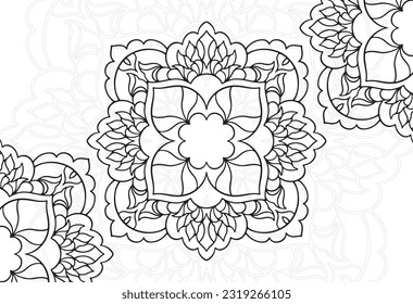 mandala decorative element ornamental composition ornament freehand drawing pattern print line design postcard background medallion outline decoration gothic style 