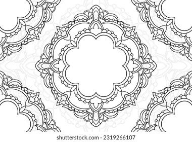 mandala decorative element ornamental composition ornament freehand drawing pattern print line design postcard background medallion outline decoration gothic style 