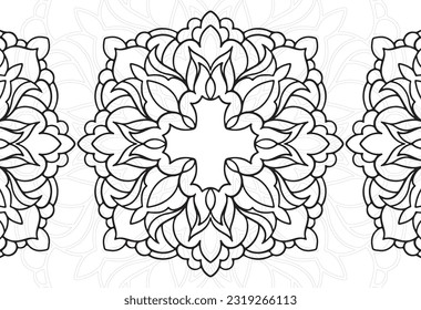 mandala decorative element ornamental composition ornament freehand drawing pattern print line design postcard background medallion outline decoration gothic style 