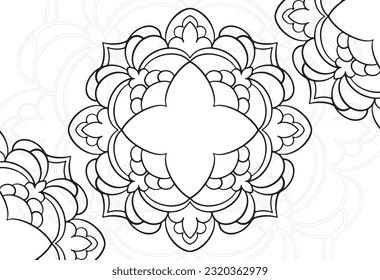 mandala decorative element ornamental composition ornament freehand drawing pattern print line design postcard background medallion outline decoration gothic style 
