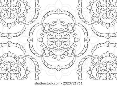 mandala decorative element ornamental composition ornament freehand drawing pattern print line design postcard background medallion outline decoration gothic style 