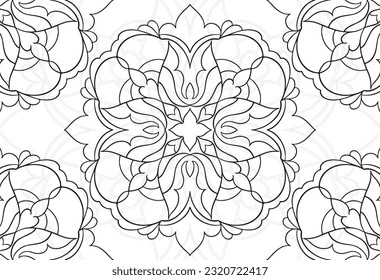 mandala decorative element ornamental composition ornament freehand drawing pattern print line design postcard background medallion outline decoration gothic style 