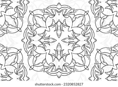 mandala decorative element ornamental composition ornament freehand drawing pattern print line design postcard background medallion outline decoration gothic style 
