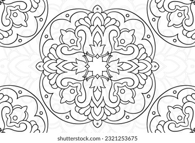 mandala elemento decorativo composición ornamental ornamento patrón de dibujo a mano alzada línea de impresión postal fondo medallón decoración de contorno estilo gótico 