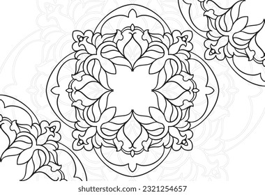mandala decorative element ornamental composition ornament freehand drawing pattern print line design postcard background medallion outline decoration gothic style 