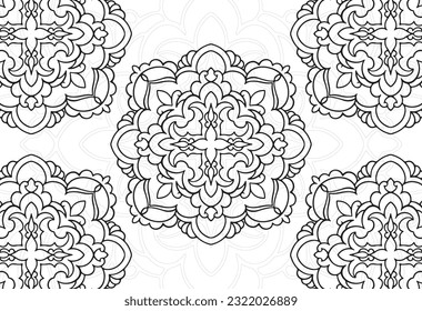 mandala decorative element ornamental composition ornament freehand drawing pattern print line design postcard background medallion outline decoration gothic style 
